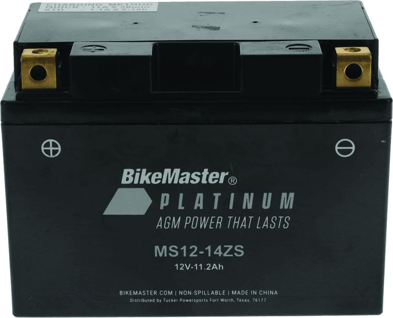 BikeMaster — MS12-14ZS Battery, 12V Battery, 151mm L x 87mm W x 110mm H, 140 CCA