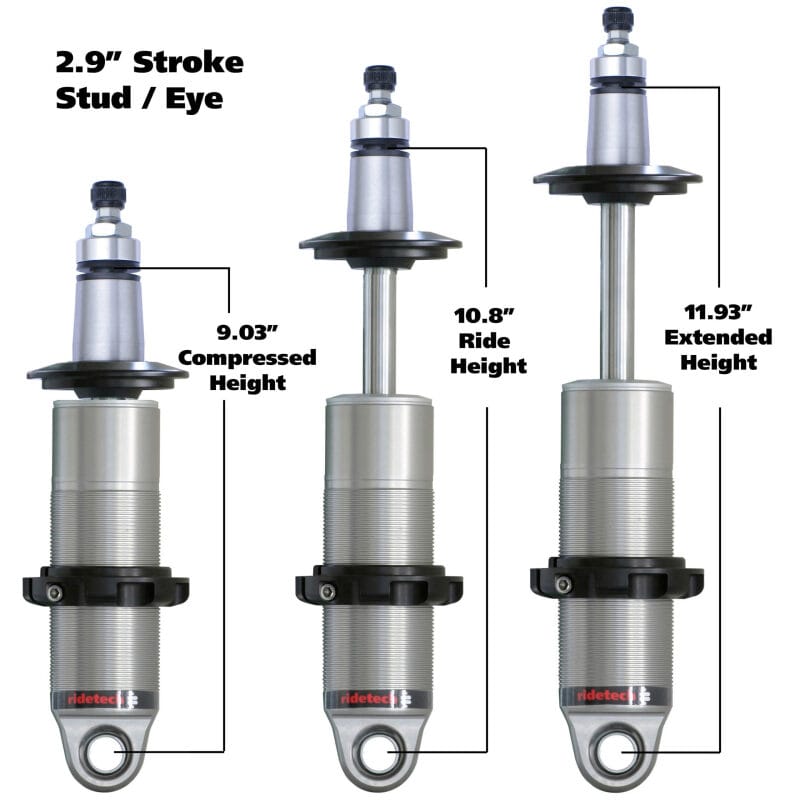Ridetech — Ridetech Anodized HQ Coilover Shock Single Adjustable 2.9in Stroke / 2in Stud Mount - Single
HQ CO 2.9" 2" Stud