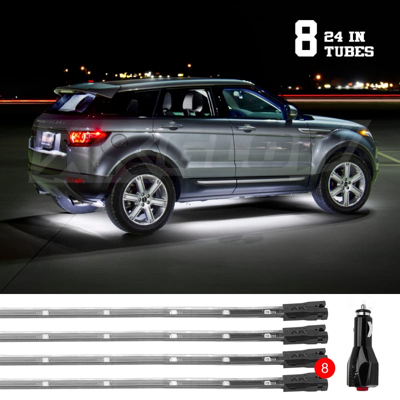 XKGLOW — XK Glow Tube Single Color Underglow LED Accent Light Car/Truck Kit White - 8x24In