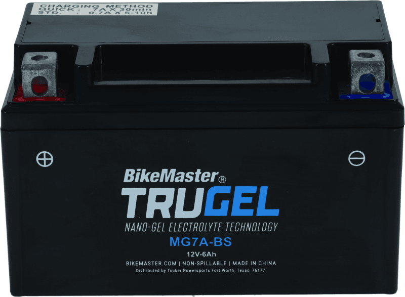 BikeMaster — MG7A-BS Battery, 151mm L x 87mm W x 94mm H, 125 CCA