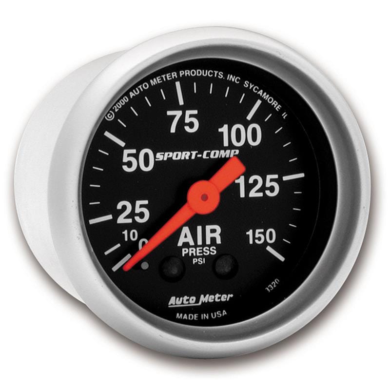 AutoMeter — GAUGE, AIR PRESS, 2 1/16", 150PSI, MECHANICAL, SPORT-COMP
