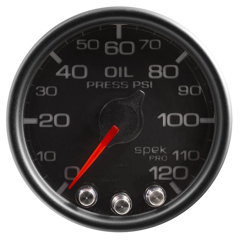 AutoMeter — Autometer Spek-Pro Gauge Oil Press 2 1/16in 120psi Stepper Motor W/Peak & Warn Blk/Blk
GA 2" OILP BCB SPEK