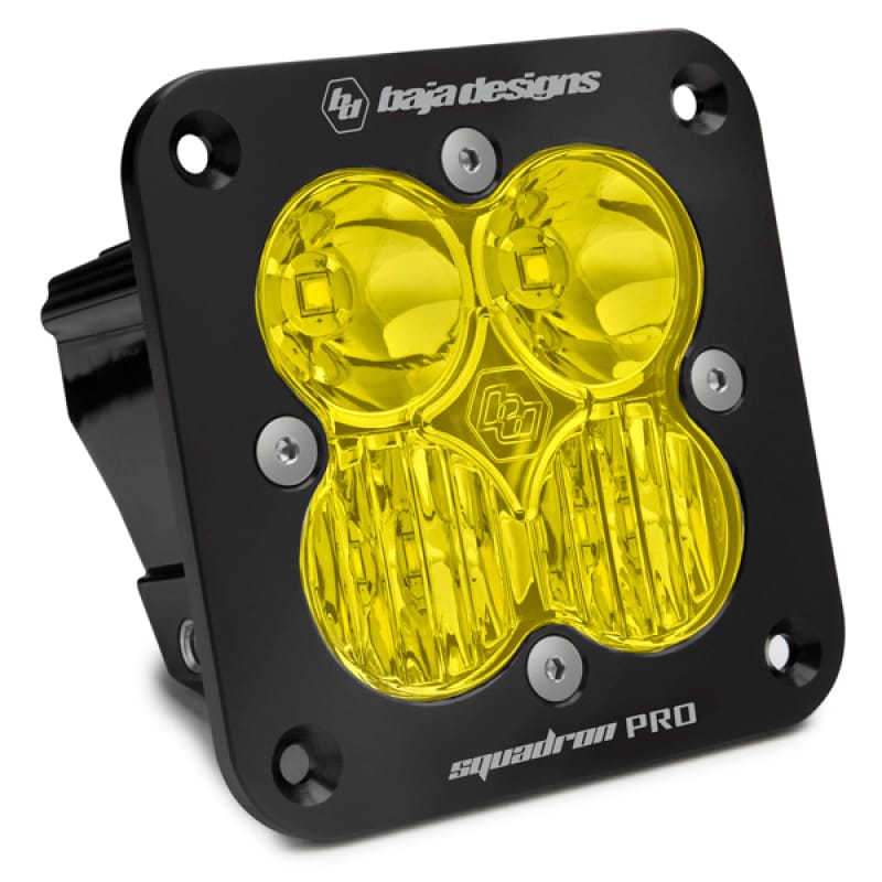 Baja Designs — Baja Designs Squadron Pro Flush Mount Black Driving/Combo Pattern LED Light Pod - Amber