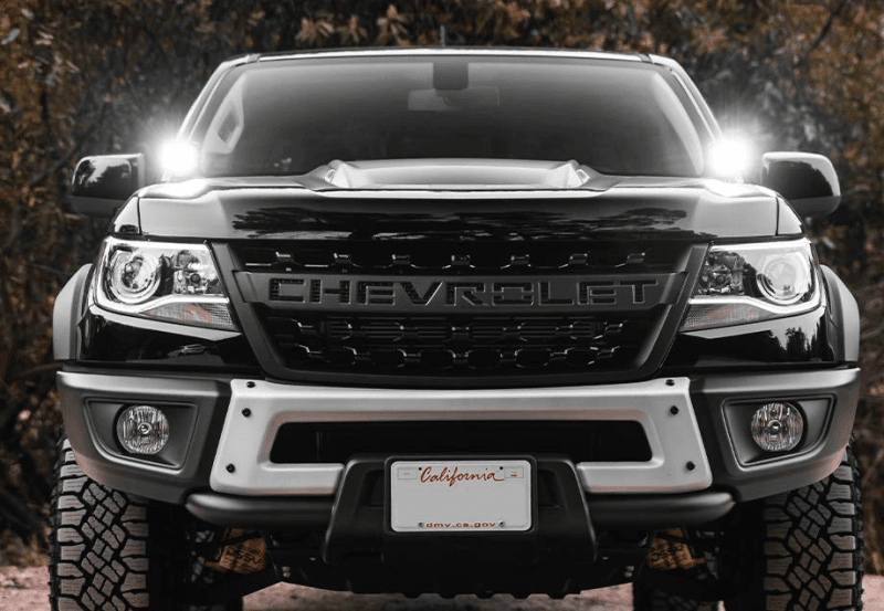 Cali Raised LED — Cali Raised 15-22 Chevy Colorado Low Profile Ditch Light Brackets Kit - 2 27W Side Projecting Led P