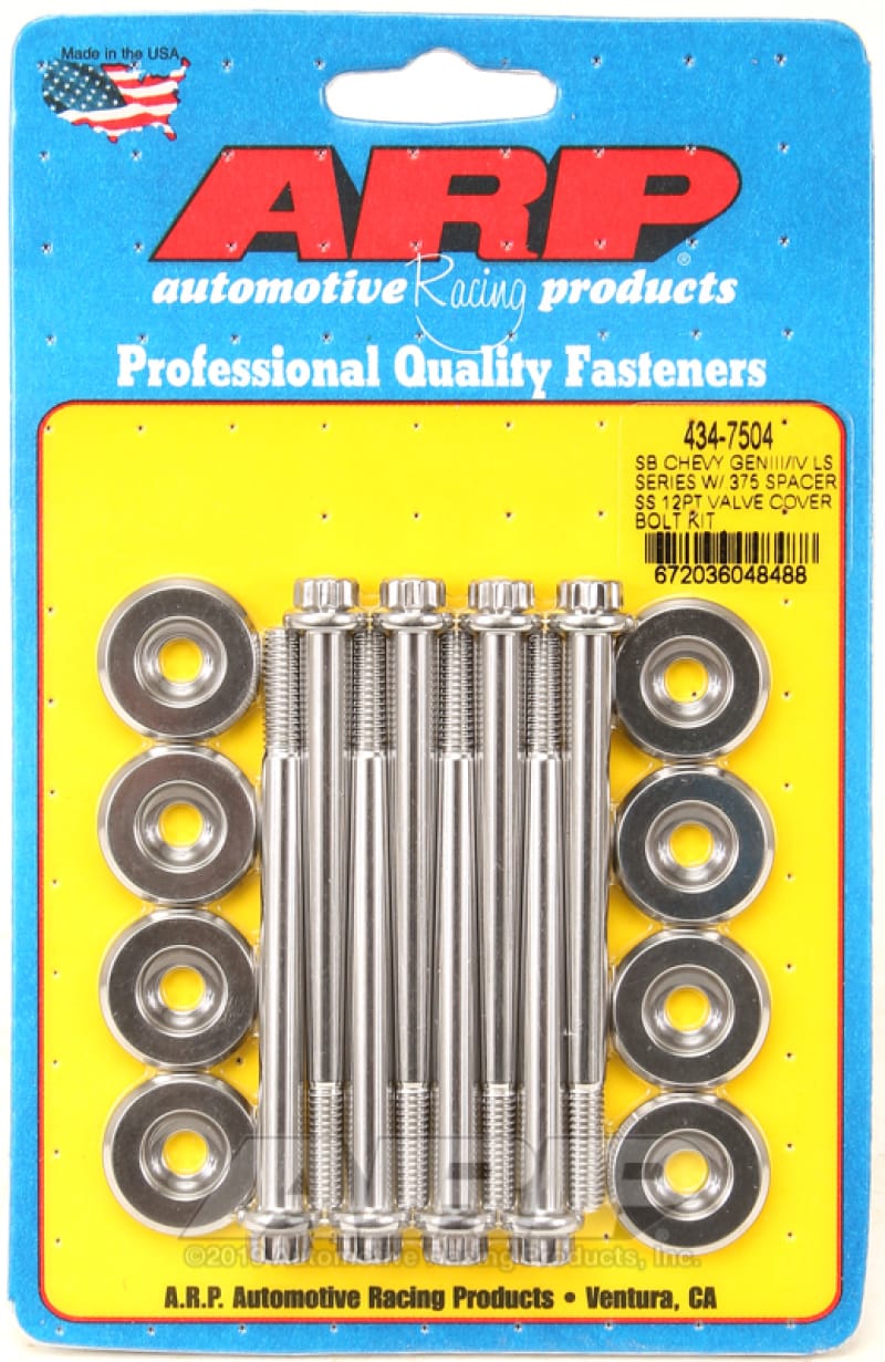 ARP — ARP SB Chevrolet Gen III/IV LS Series w/ 0.375 Spacer SS 12pt Valve Cover Bolt Kit
