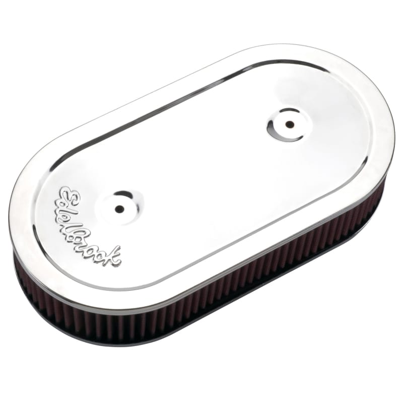 Edelbrock — Edelbrock Air Cleaner Pro-Flo Series Oval Steel Top Cloth Element 13 5In X 7In X 3 5In Chrome
CHROME/PRO-FLO