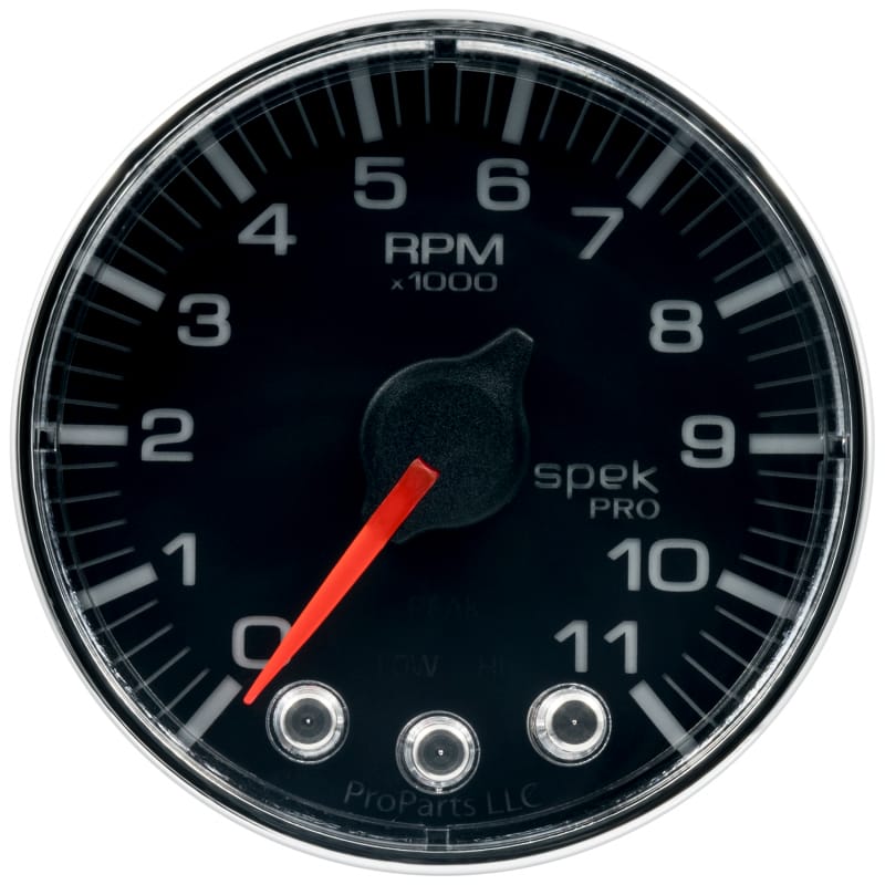 AutoMeter — Autometer Spek-Pro Gauge Tach 2 1/16in 11K Rpm W/ Shift Light & Peak Mem Blk/Chrm
GA 2" 11KRPM BFC SPK