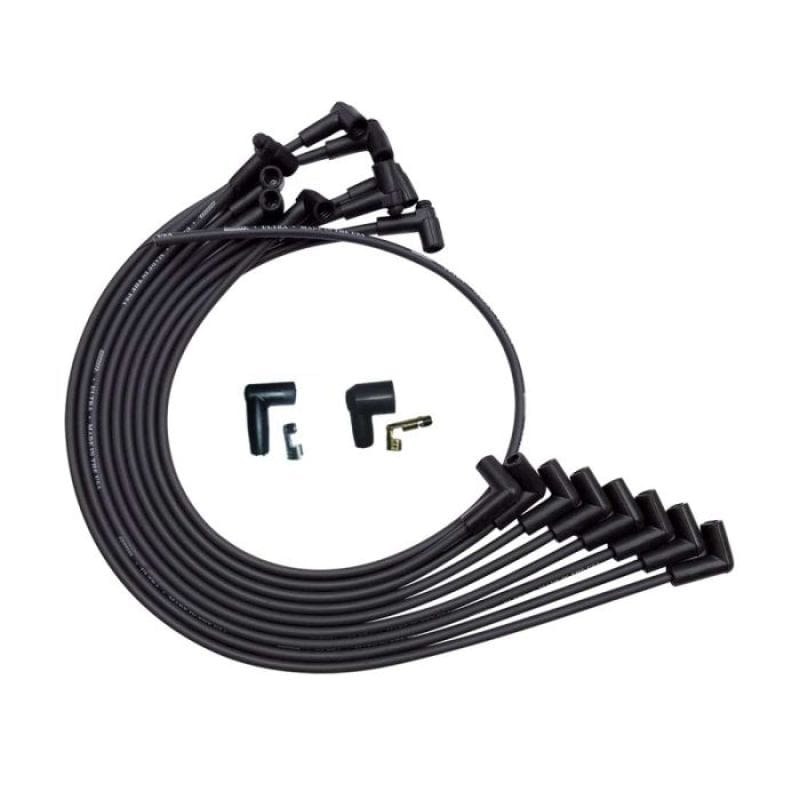 Moroso — Moroso SBC Over Valve Cover Unsleeved 90 Deg HEI Ultra Spark Plug Wire Set - Black