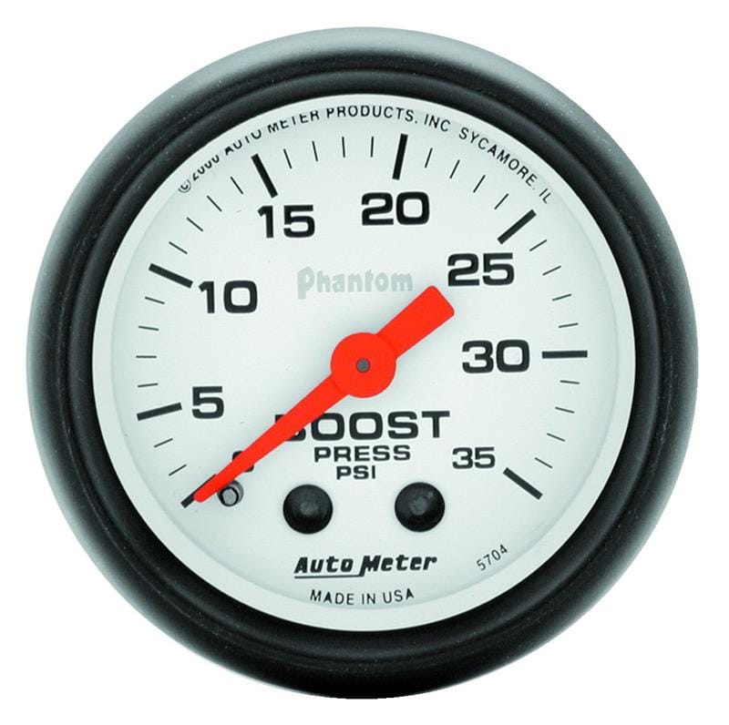 AutoMeter — GAUGE, BOOST, 2 1/16", 35PSI, MECHANICAL, PHANTOM