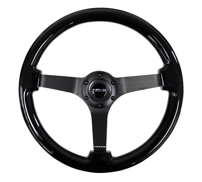 NRG — NRG Reinforced Steering Wheel Classic Wood Grain (350mm / 3in. Deep) Matte Black Solid 3-Spoke