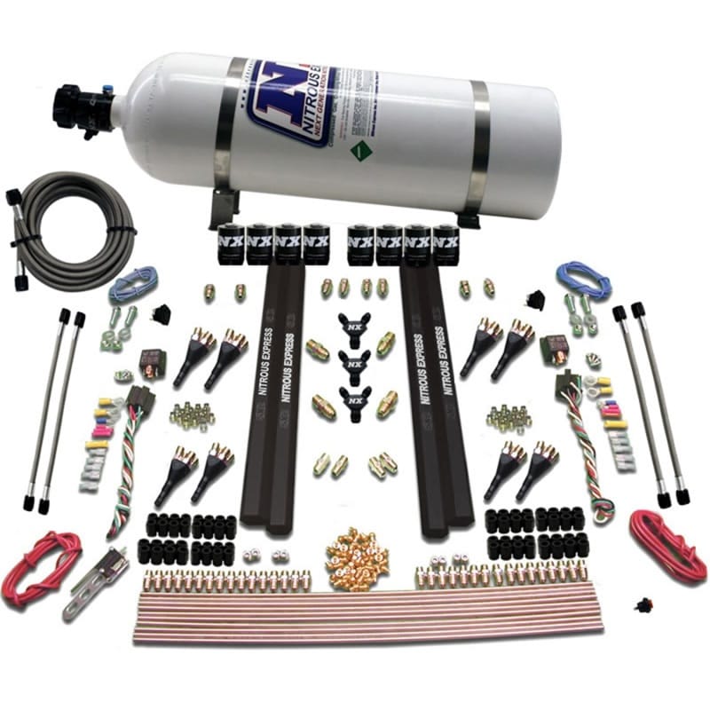Nitrous Express — Nitrous Express SX2 Dual Stage 8 Solenoid /Gasoline Nitrous Kit (200-1200HP) w/15lb Bottle
Injection System Kit
N2OSys
