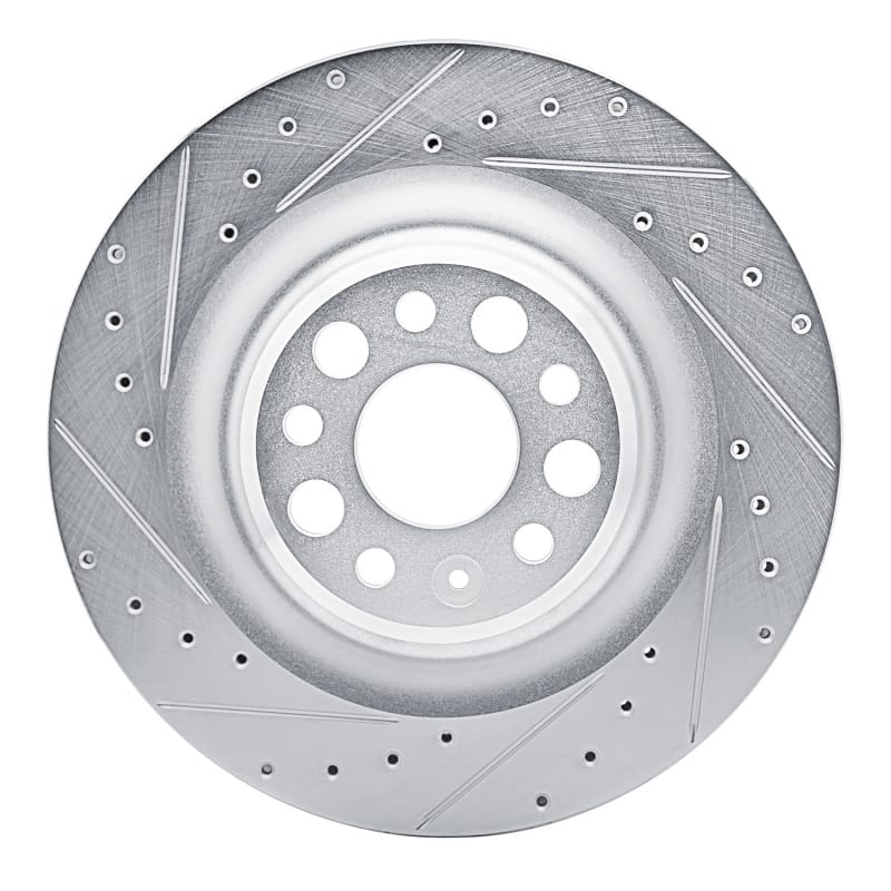 R1 Concepts — R1 21-25 Tesla Model S Rear Left Drilled & Slotted Silver Brake Rotor