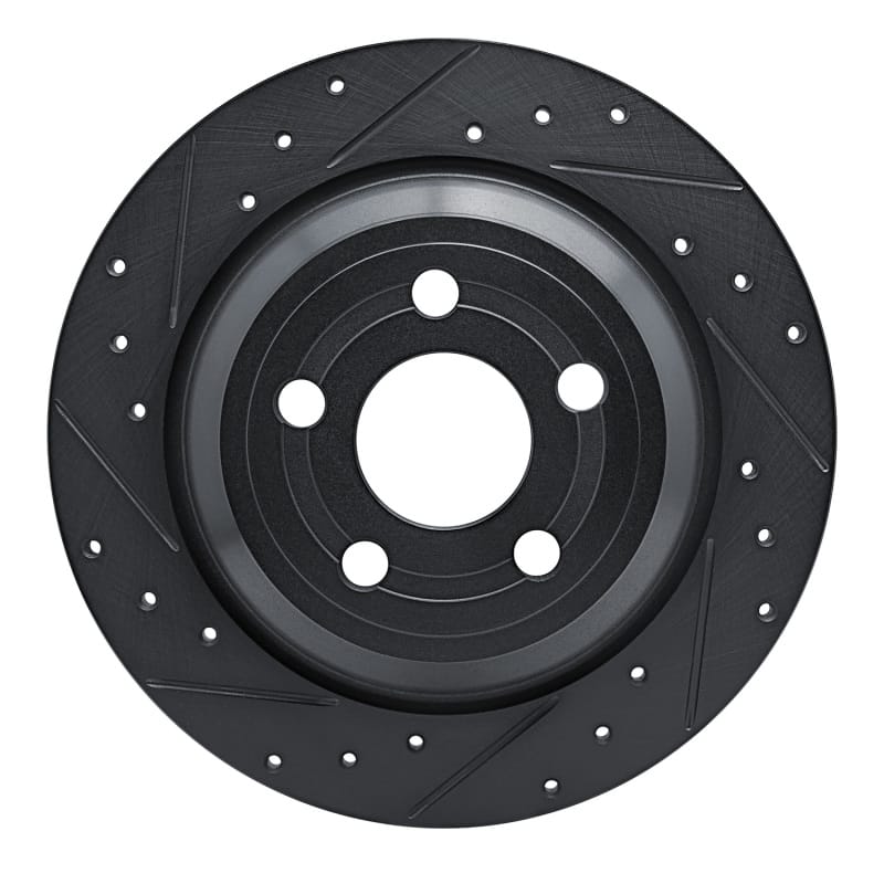 R1 Concepts — R1 22-25 Ford Maverick Rear Left Drilled & Slotted Black Brake Rotor