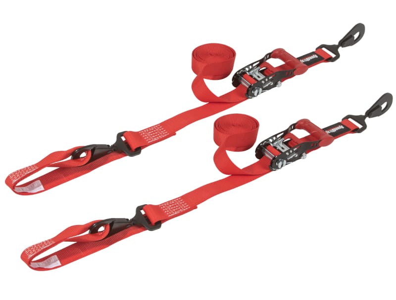 SpeedStrap — SpeedStrap 1 1/2In x 10Ft Ratchet Tie-Down w/ Soft-Tie (2 Pack) - Red