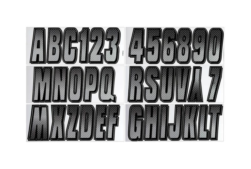 Hardline — Hardline Boat Lettering Registration Kit 3 in. - 300 Silver/Black