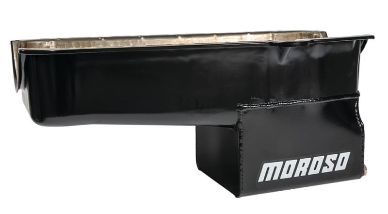 Moroso — Moroso Pre-80 Chevrolet Small Block (w/Driver Side Dipstick) Wet Sump 7qt 9.5in Steel Oil Pan - Blk