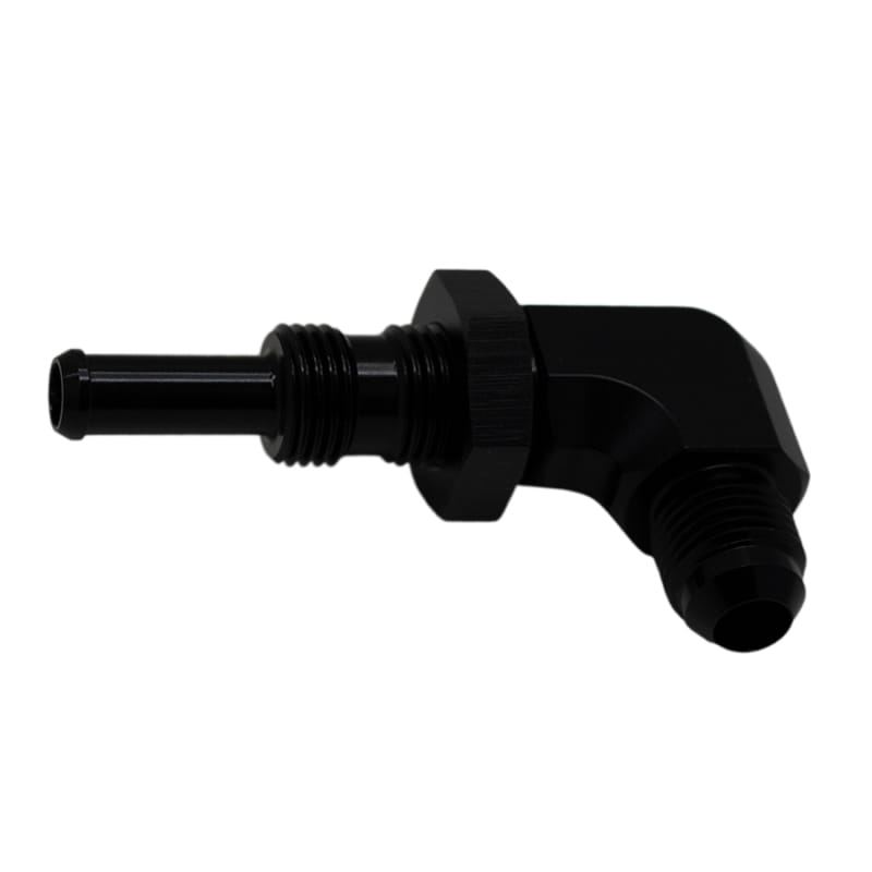 DeatschWerks — DeatschWerks 6AN Male Flare to 5/16in Male Barb Bulkhead Adapter 90-Degree - Anodized Matte Black
Lines & Fittings