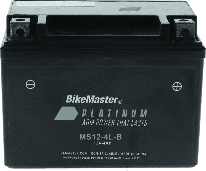 BikeMaster — MS12-4L-B Battery, 12V Battery, 120mm L x 71mm W x 91mm H, 45 CCA