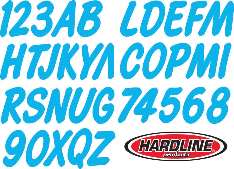 Hardline — Hardline Boat Lettering Registration Kit 3 in. - 400 Cyan Blue Solid