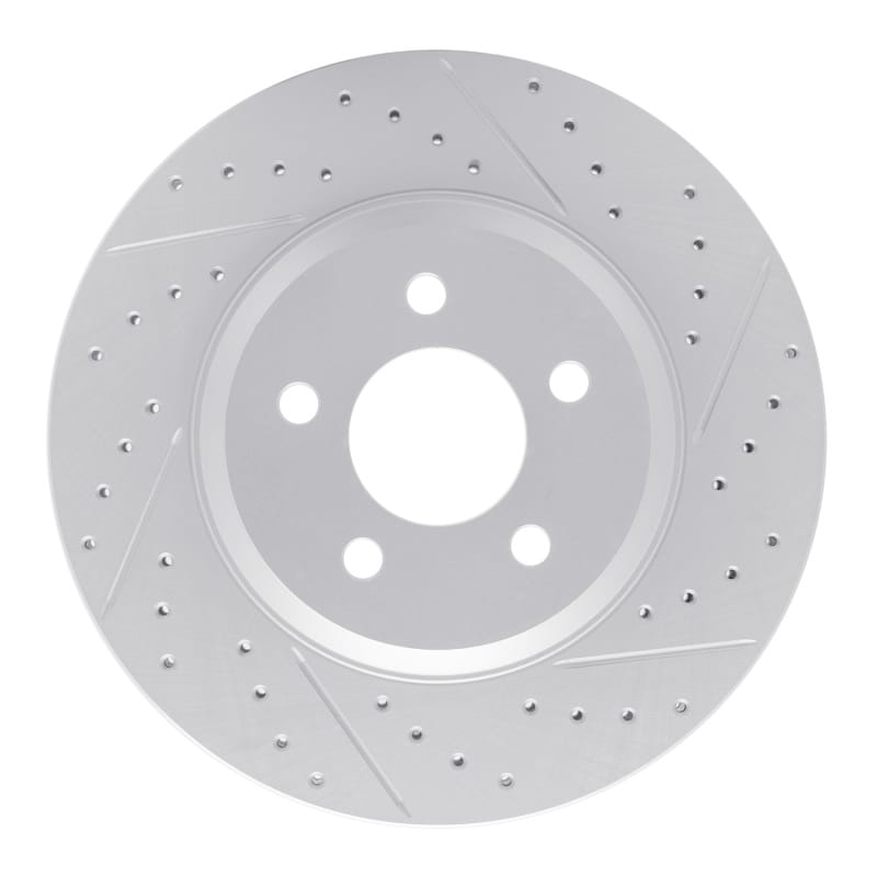 R1 Concepts — R1 05-14 Ford Mustang Front Right Drilled & Slotted Geo-Carbon Rotor