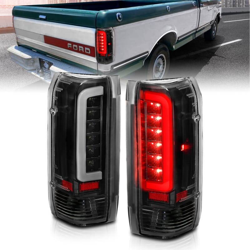 ANZO — ANZO 1987-1996 Ford F-150 LED Taillights Black Housing Clear Lens (Pair)