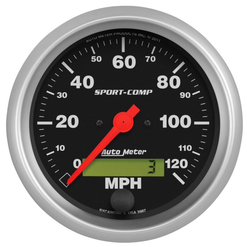 AutoMeter — Autometer Sport-Comp 3-3/8 inch 120 MPH Electronic Speedometer Gauge
3-3/8" SPEEDO, 120 M