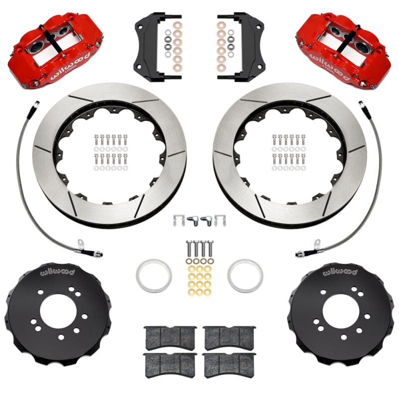 Wilwood — Wilwood 95-98 Nissan Skyline Superlite 6R Front BBK w/ 12.88in Slotted Rotors & Flexlines - Red