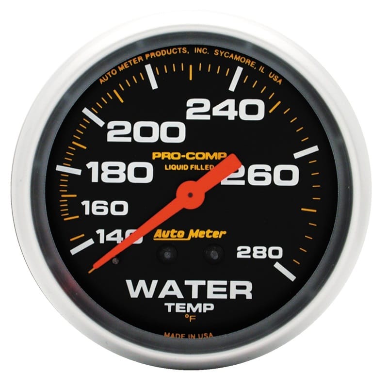 AutoMeter — Autometer Liquid Filled Mechanical 2-5/8in 140-280 deg F Water Temperature Gauge Includes 6
2-5/8" WATER TEMP, 1