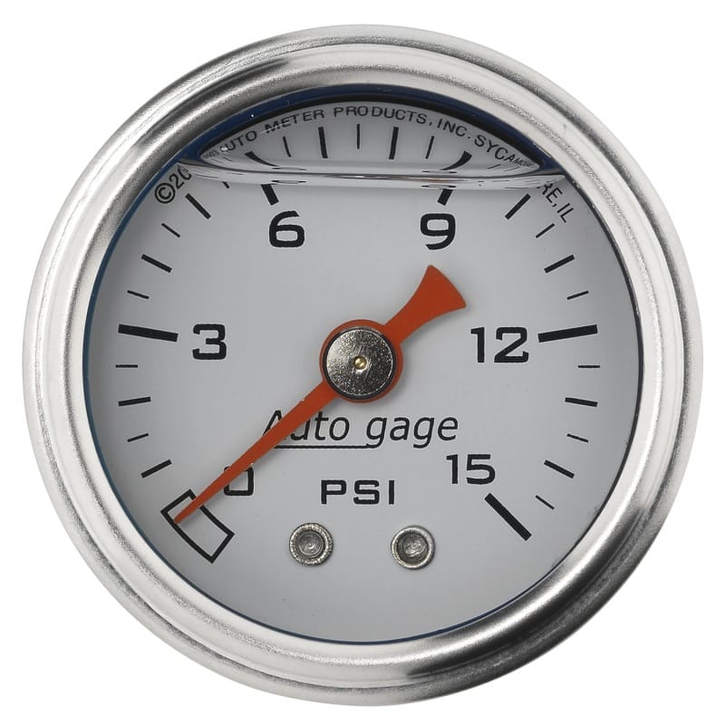 AutoMeter — Autometer AutoGage 1.5in Liquid Filled Mechanical 0-15 PSI Fuel Pressure Gauge - White
Ga Press 15psi Wht