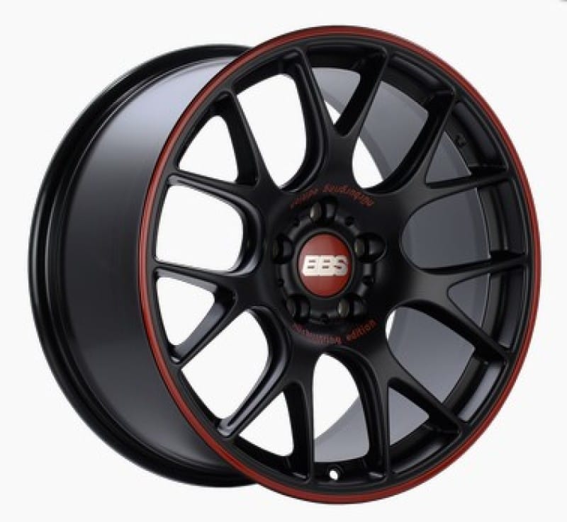 BBS — BBS CH-R Nurburgring Edition 18x8.5 5x112 ET47 Satin Black/Red Lip Wheel - 82mm PFS/Clip Req.