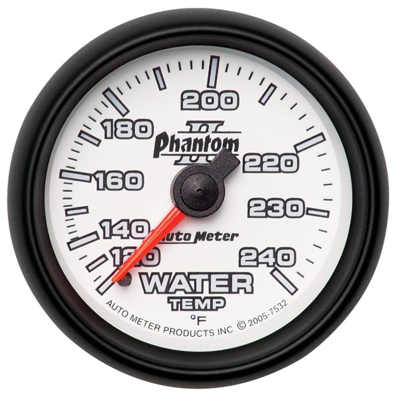AutoMeter — Autometer Phantom II 2-1/16in 120-240 Degree F Mechanical Water Temp Gauge
2-1/16" WATER TEMP,