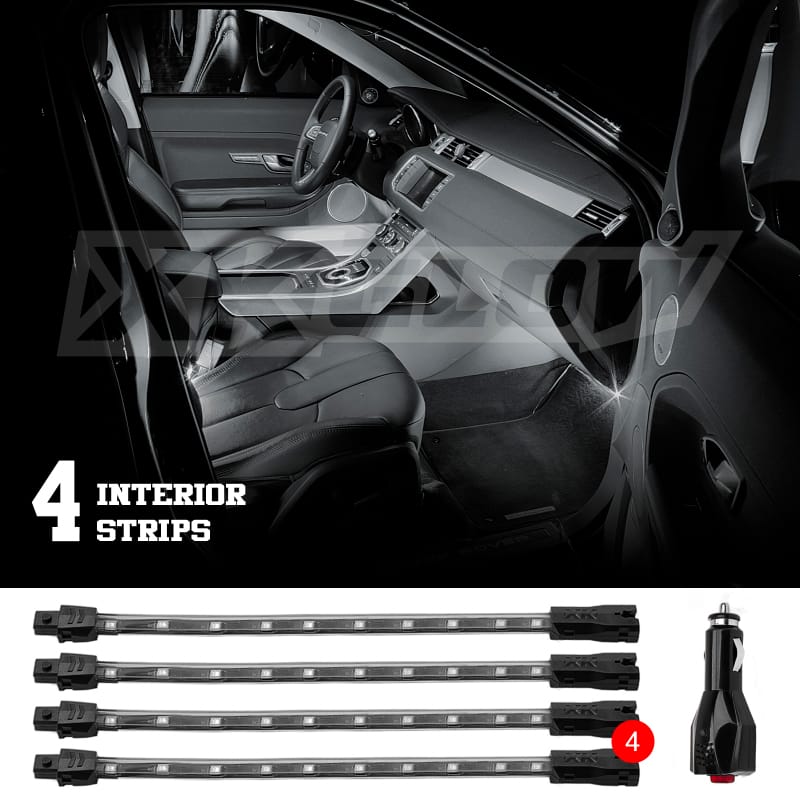 XKGLOW — XK Glow Single Color XKGLOW UnderglowLED Accent Light Car/Truck Kit White - 4x8In