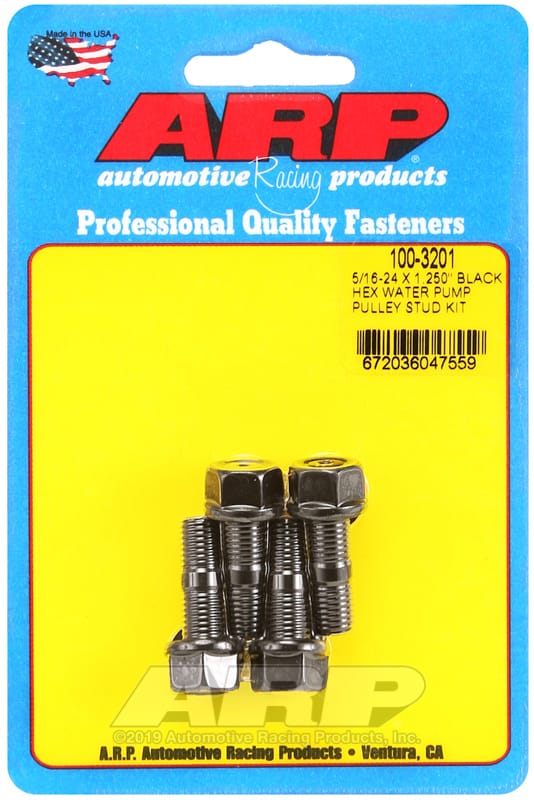 ARP — ARP 5/16-24 X 1.250 Black Hex Water Pump Pulley Stud Kit