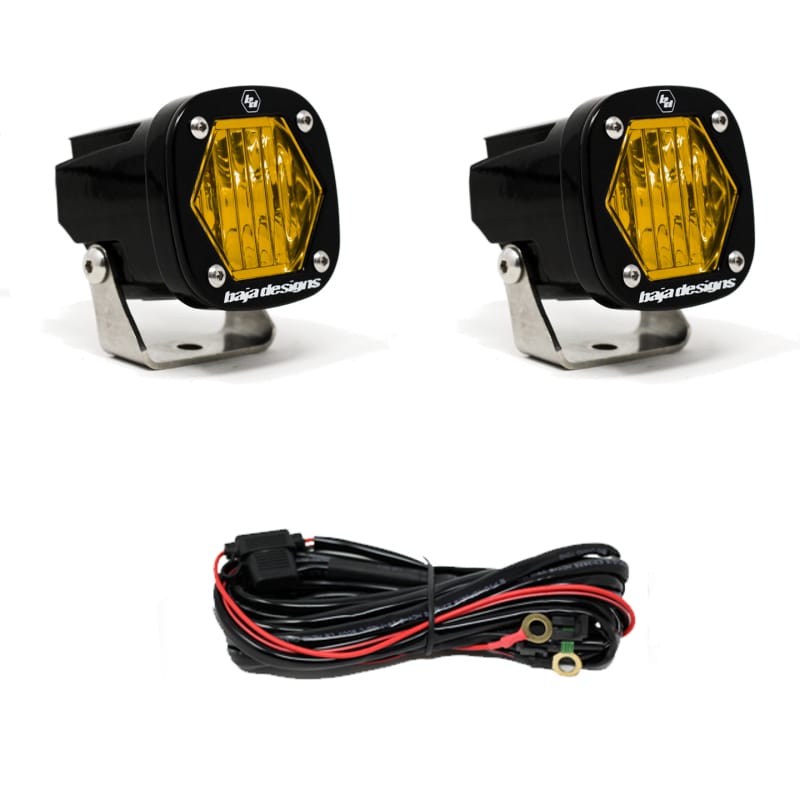 Baja Designs — Baja Designs S1 Amber Wide Cornering LED Light w/ Mounting Bracket Pair