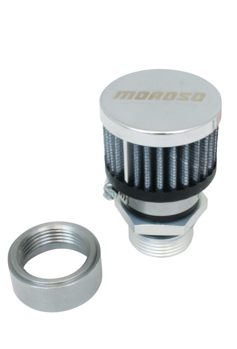 Moroso — Moroso Weld-On Valve Cover Breather Kit - Steel Valve Covers - Chrome Finish