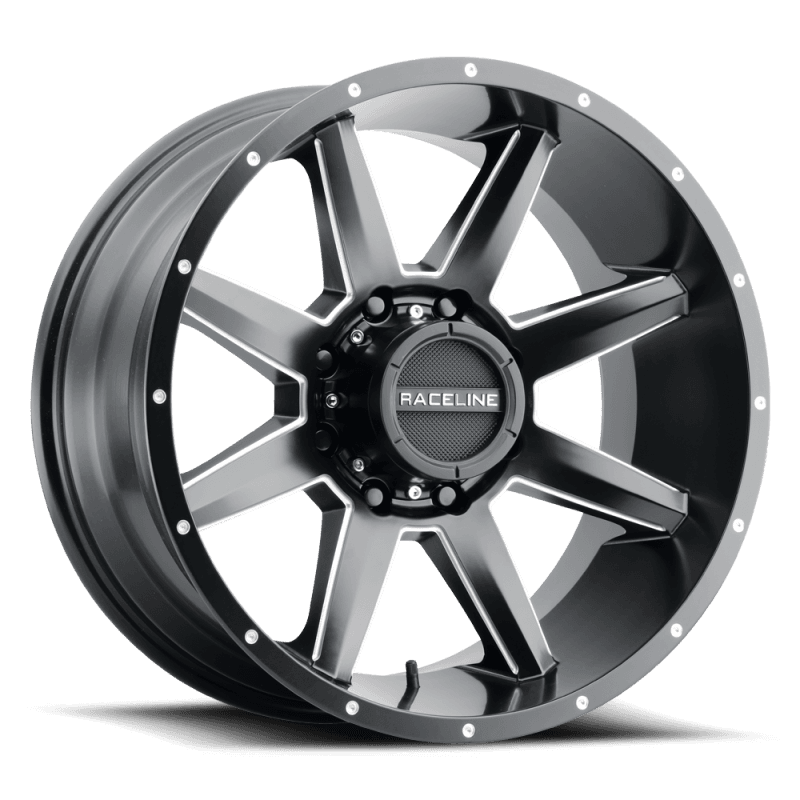 Raceline — Raceline 954M Stryker 22x12in / 6x139.7 BP / -44mm Offset / 106.1mm Bore- Satin Black & Milled Wheel