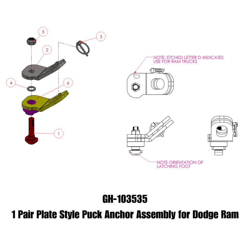 GEN-Y Hitch — Gen-Y Dodge Plate Style Puck Safety Chain Anchor Assembly - Pair
Safety Chain Anchor