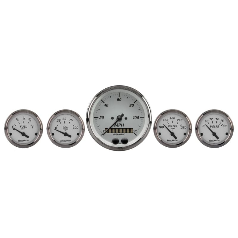 AutoMeter — AutoMeter American Platinum 5PC. (3-3/8in. & 2-1/16in.) GPS Speedometer Gauge Kit
GA KT 5PC GPS SPD AP