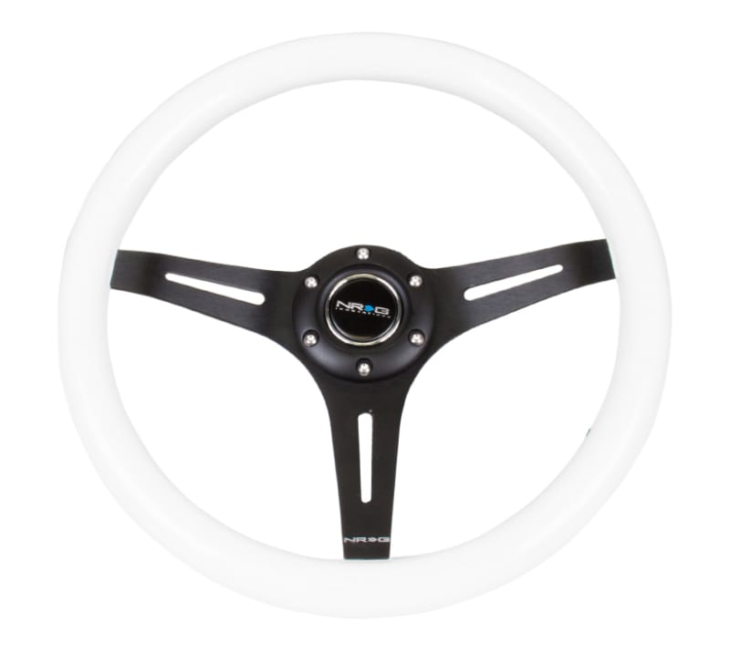 NRG — NRG Classic Wood Grain Steering Wheel (350mm) White Paint Grip w/Black 3-Spoke Center
