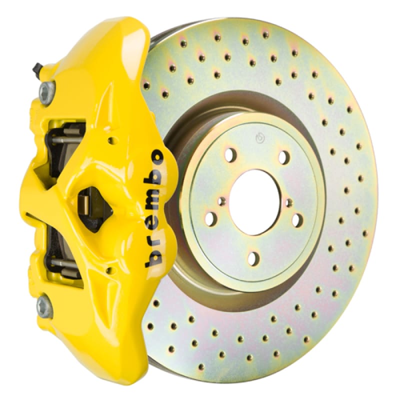 Brembo — Brembo 02-07 Impreza/WRX/08-14 WRX Front GT BBK 4 Piston Cast 326 x30 1pc Rotor Drilled- Yellow