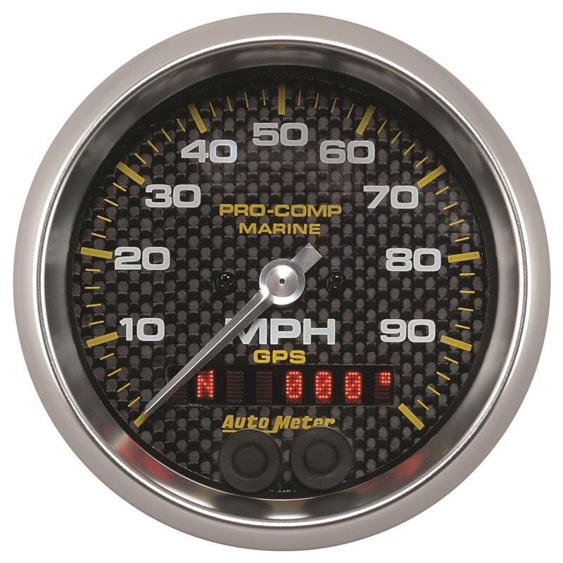 AutoMeter — GAUGE, SPEEDOMETER, 3 3/8", 100MPH, GPS, MARINE CARBON FIBER
