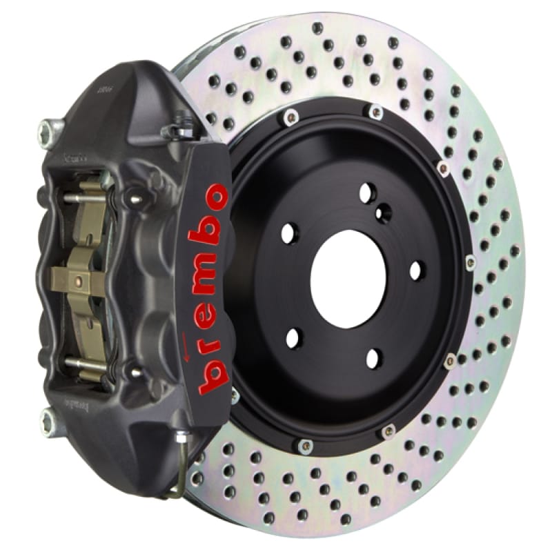 Brembo — Brembo 09-15 Lancer Ralliart Front GTS BBK 4 Piston Cast 365x29 2pc Rotor Drilled-Black HA