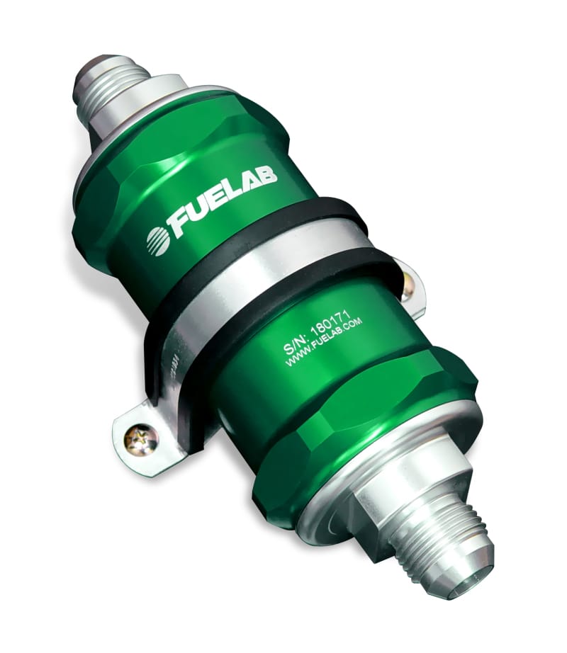Fuelab — Fuelab 818 In-Line Fuel Filter Standard -10AN In/Out 6 Micron Fiberglass - Green