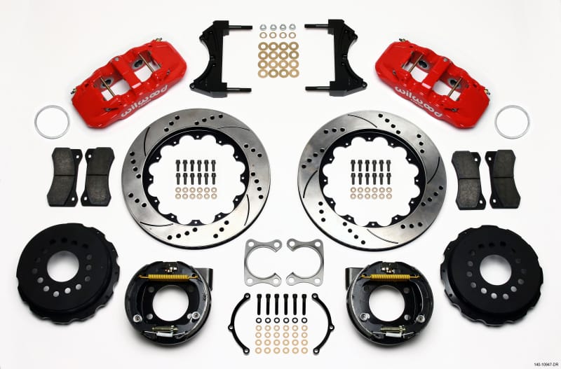 Wilwood — Wilwood AERO4 Rear P-Brake Kit 14.00in Drilled Red Big Ford Old Style 2.36in Offset
BRAKE KIT