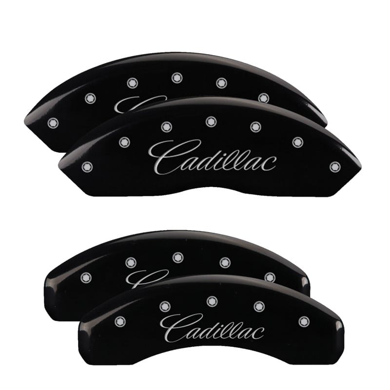 MGP — MGP 4 Caliper Covers Engraved Front & Rear Cursive/Cadillac Black finish silver ch
Caliper Covers