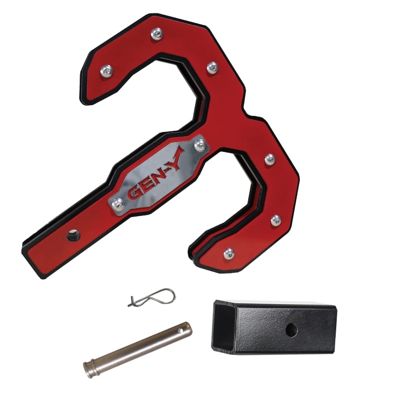 GEN-Y Hitch — Gen-Y Hulk 2.0 16K Tow Hook 2in Shank w/GH-009 Reducer Sleeve/GH-099 Pin/GH-011 Clip - Black/Red
Tow Hook