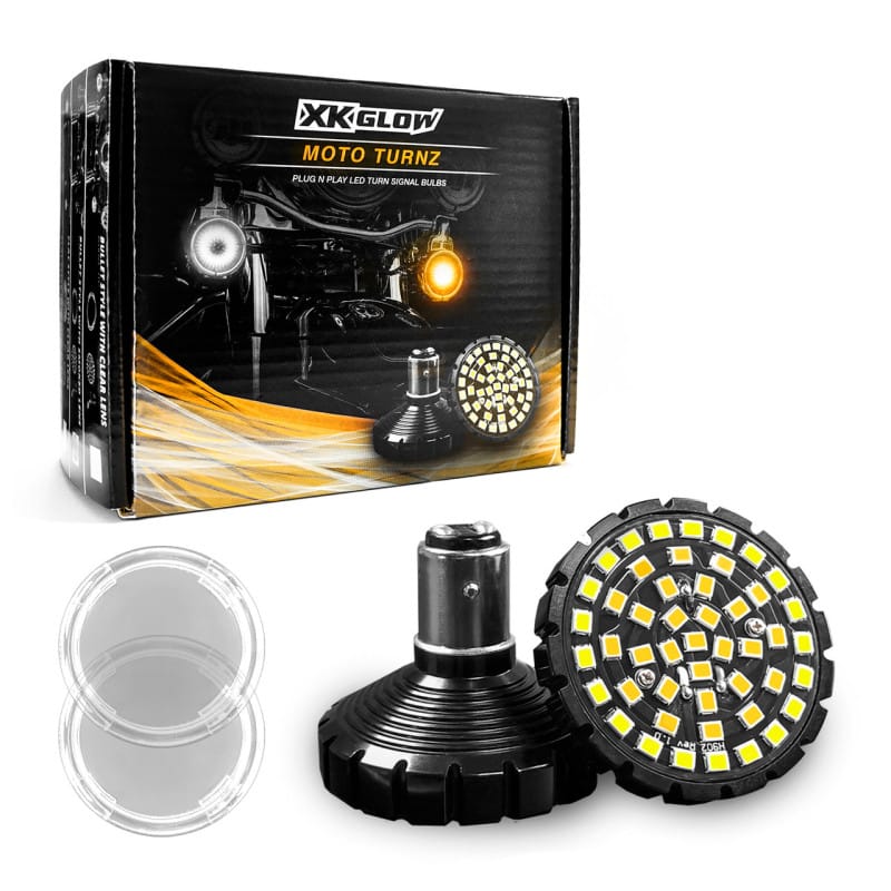 XKGLOW — XK Glow Motorcycle Front LED Turn Signal Kit - Bullet Style Clear Lenses