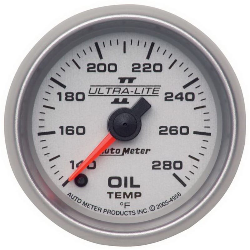 AutoMeter — Autometer Ultra-Lite II 52mm 140-280 Deg F Full Sweep Electric Oil Temperature Gauge
2-1/16" OIL TEMP, 14