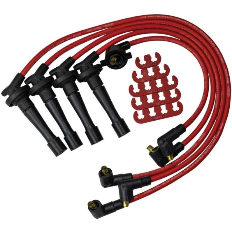 Moroso — Moroso Custom Ignition Wire Set - Blue Max - Spiral Core - Colored High Temp Wire Separators - Red