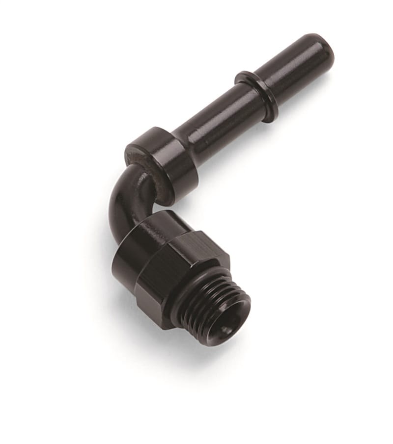 Russell — Russell Performance Adpt Fitting 3/8in SAE Qck Dis Male to #8 SAE Port Male Swvl End 90 Deg Blk Anod
Adapter Fitting